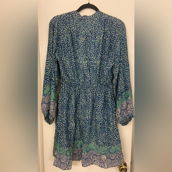 Natalie Martin Nico Patterned Silk A Line Dress Blue Size Small - Picture 2 of 8